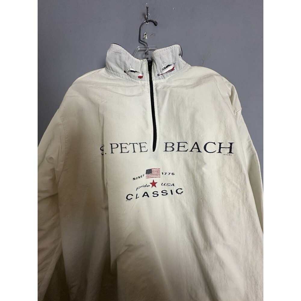 Vintage Burnin Water St Pete Beach Windbreaker Jacket L White